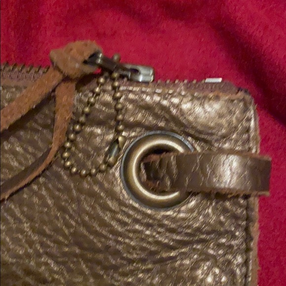 Roots leather mini wristlet in bronze - Picture 3 of 6